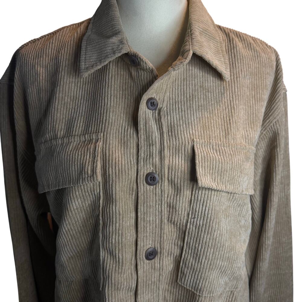 RSQ Men's Long Sleeve Button Front Corduroy Shirt Jacket, Tan, Medium NWT